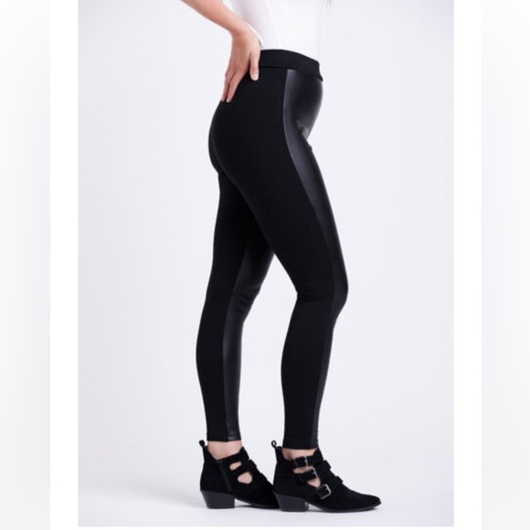 Sloane & Sadie FAUX LEATHER PULL-ON PONTE LEGGING - Picture 1 of 3